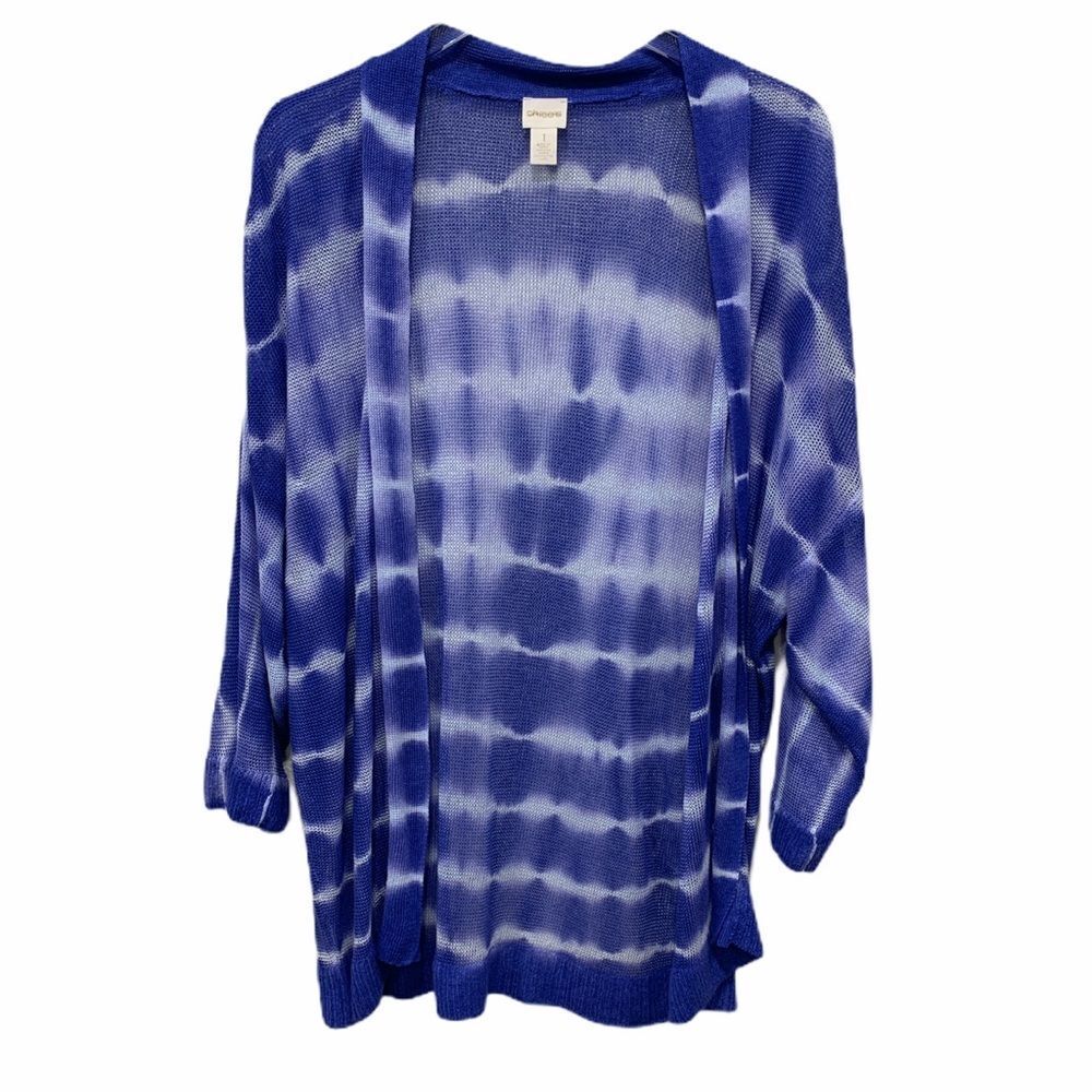 Chicos Tie Dye Open‎ Front Linen Cardigan Top